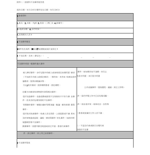 放射科医疗不良事件报告表