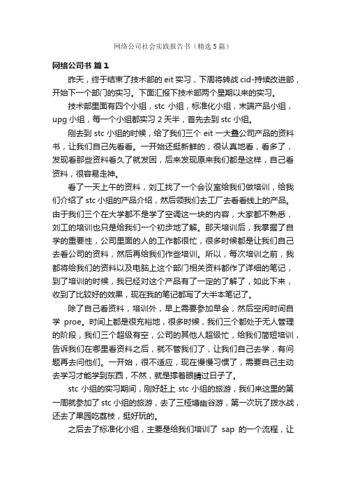 网络公司社会实践报告书（精选5篇）