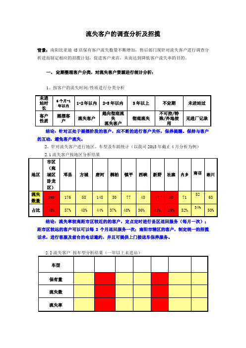 流失客户的调查分析及招揽方案