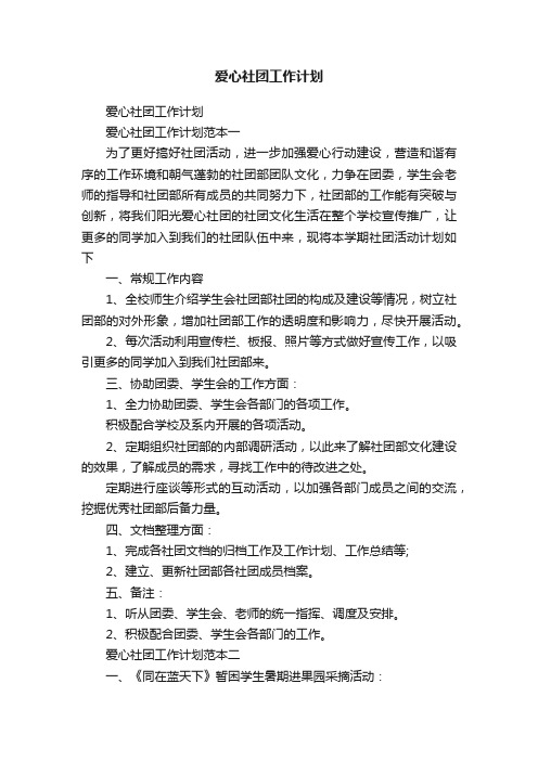 爱心社团工作计划