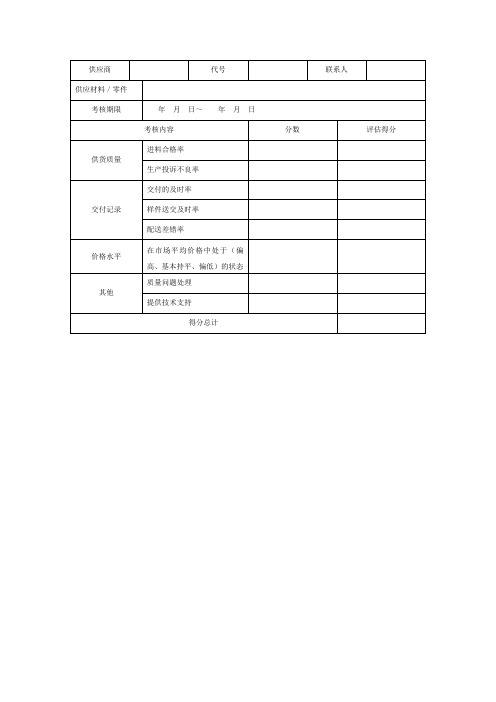 供应商服务质量评估表