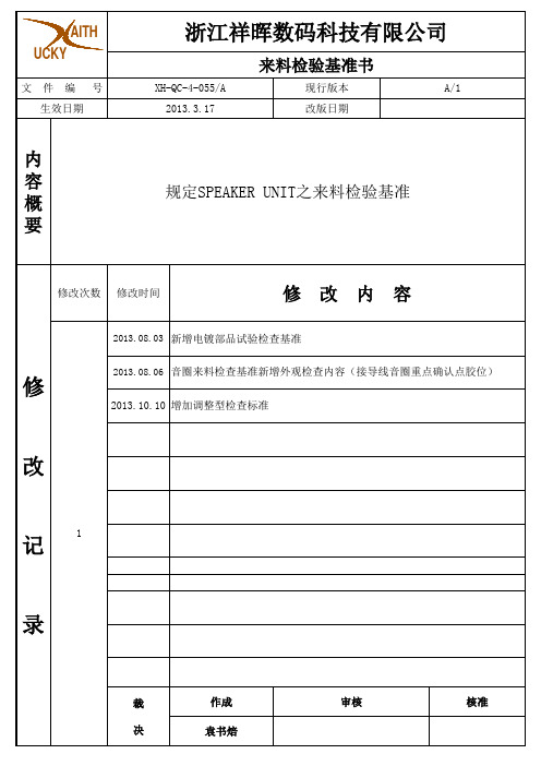 SPK 部品检查基准