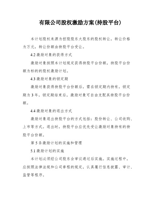 有限公司股权激励方案(持股平台)