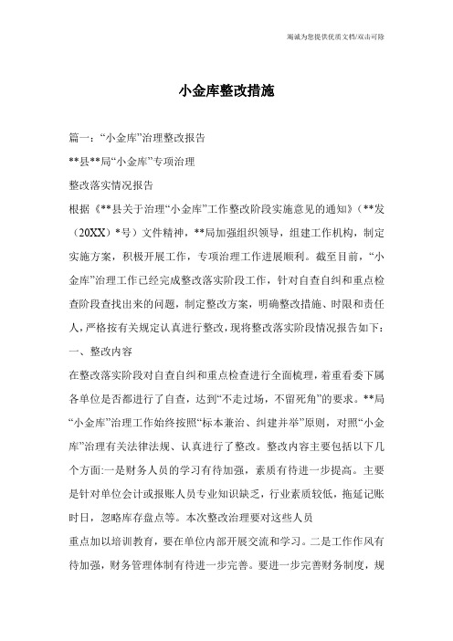 小金库整改措施