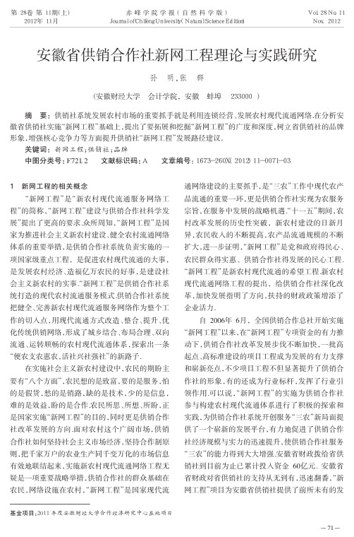 安徽省供销合作社新网工程理论与实践研究