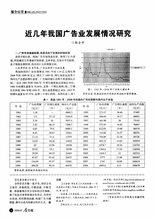 近几年我国广告业发展情况研究