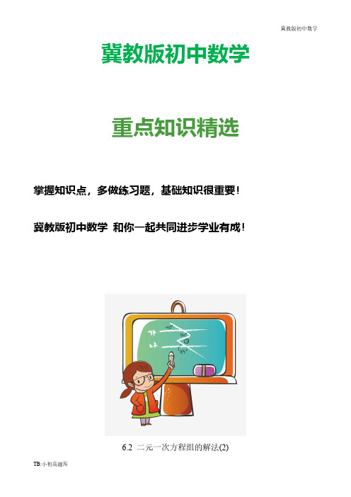 冀教版初中数学七年级下册第6章 第3课时 6.2二元一次方程组的解法(2)