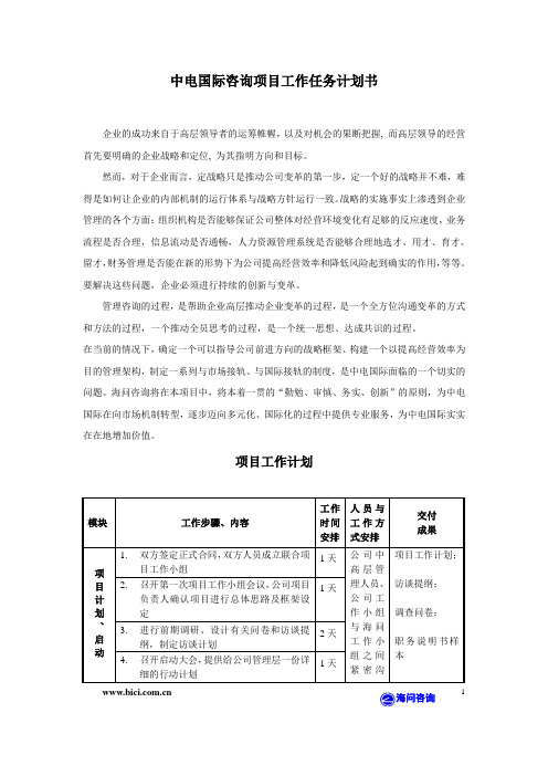 中电国际咨询项目工作任务计划书.doc