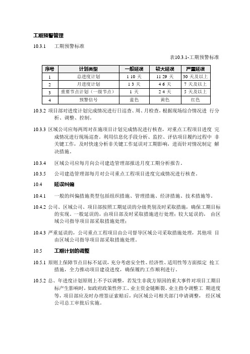 工期预警管理制度