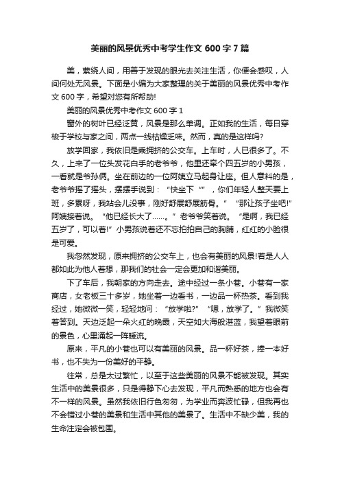 美丽的风景优秀中考学生作文600字7篇