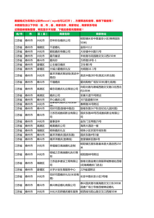 2020新版江苏省泰州市婚庆有限公司工商企业公司商家名录名单黄页联系电话号码地址大全39家