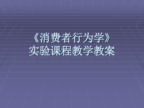 《消费者行为学》实验课程教学教案