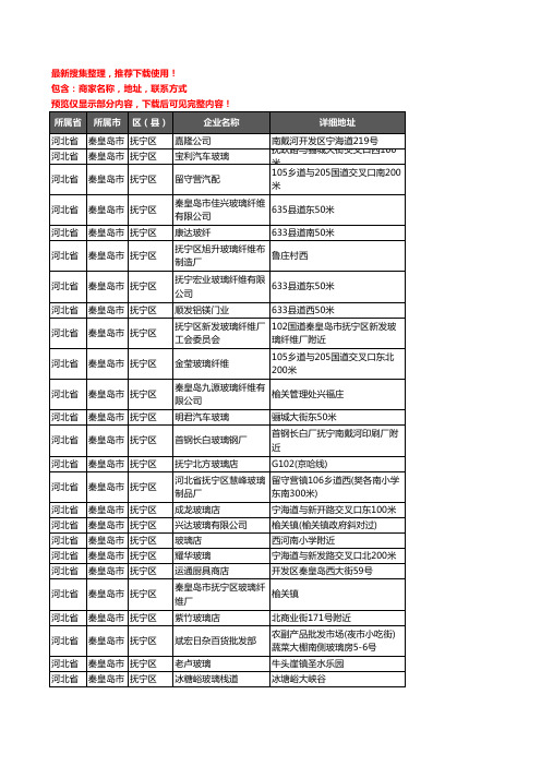 新版河北省秦皇岛市抚宁区玻璃企业公司商家户名录单联系方式地址大全37家