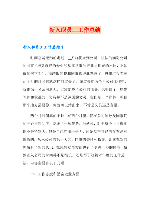 新入职员工工作总结