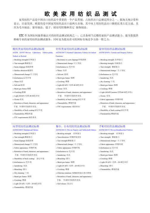 Textile test item 家纺测试英语