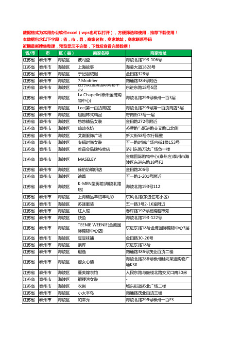 2020新版江苏省泰州市海陵区服装工商企业公司商家名录名单黄页联系电话号码地址大全744家