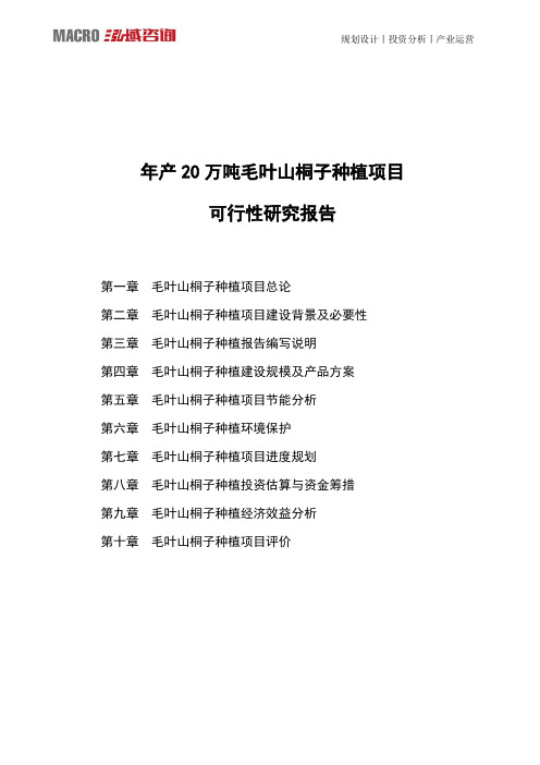 年产20万吨毛叶山桐子种植项目可行性研究报告