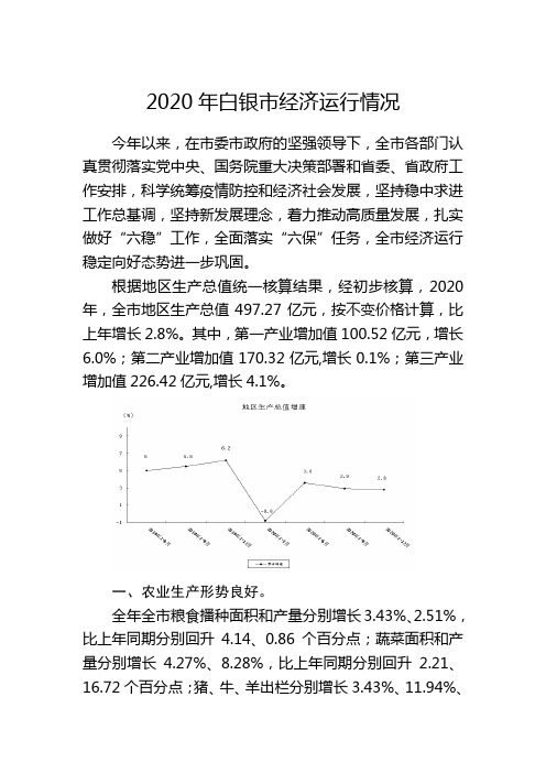 2020年白银市经济运行情况