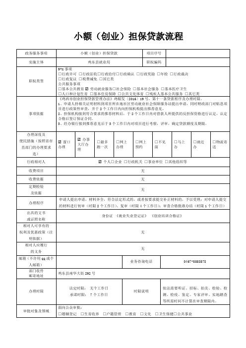 小额创业担保贷款流程