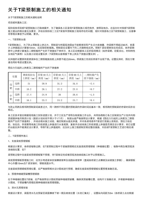 关于T梁预制施工的相关通知