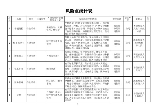 2.风险点统计表