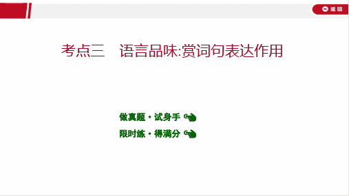 最新部编版中考语文专题复习第一篇文学类文本阅读考点三 语言品味：赏词句表达作用