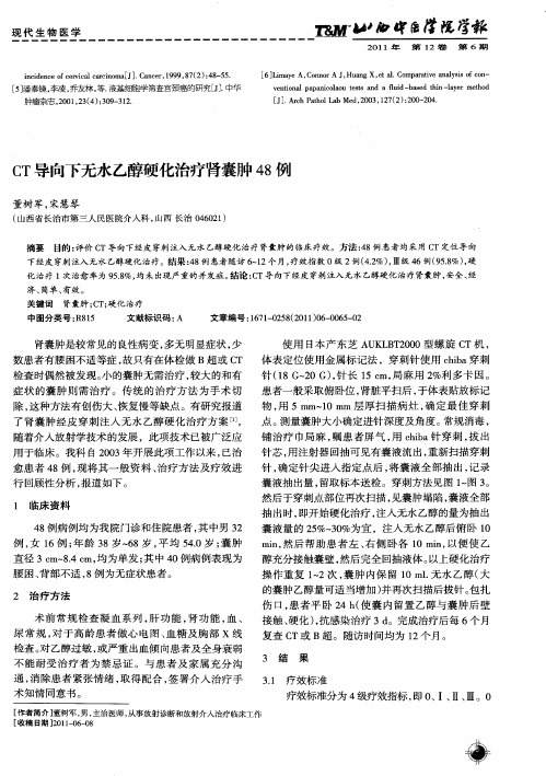 CT导向下无水乙醇硬化治疗肾囊肿48例