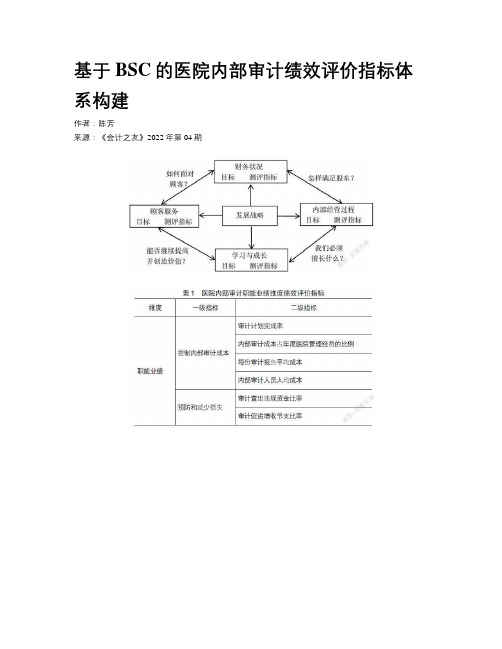 基于BSC的医院内部审计绩效评价指标体系构建