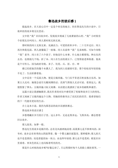 读鲁迅故乡的读后感600字