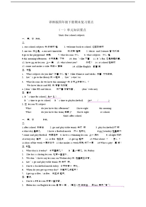 (完整版)译林版四年级下册复习资料.docx