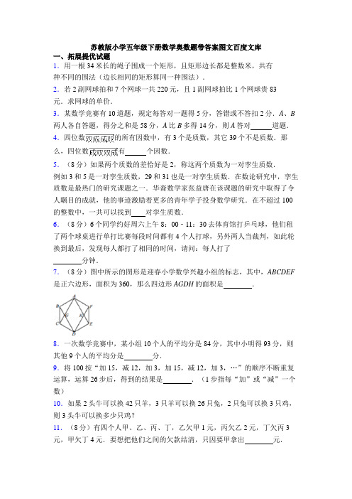 苏教版小学五年级下册数学奥数题带答案图文百度文库