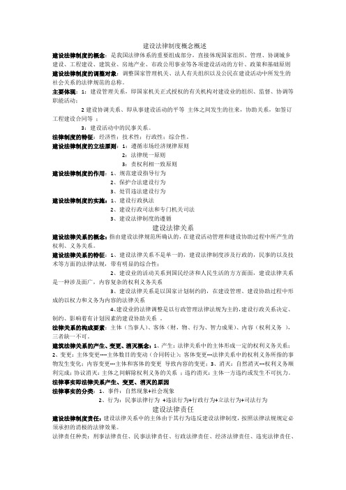 建设法律法规考点(自考本科--土木工程专业)