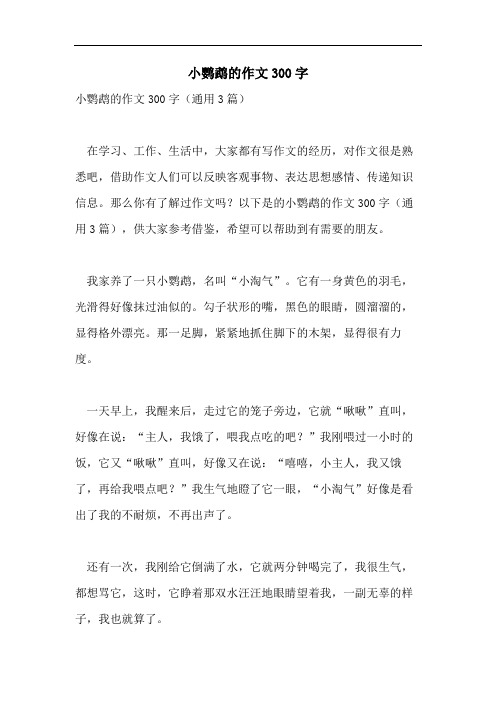 小鹦鹉的作文300字