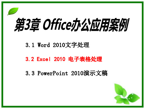 大学计算机基础课件-第3章 office办公应用案例-Excel