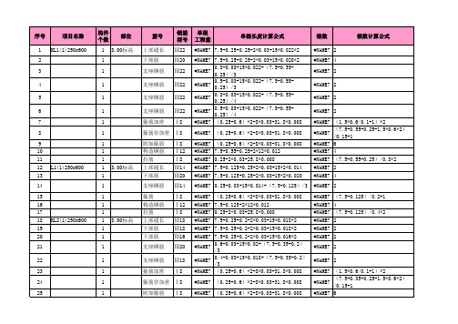 钢筋工程量计算表格 内嵌自动计算和统计汇总公式