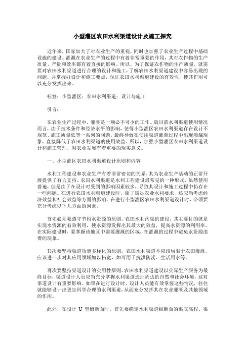小型灌区农田水利渠道设计及施工探究