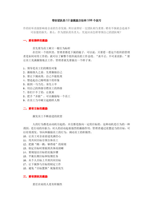 带好团队的12套激励方法和108个技巧