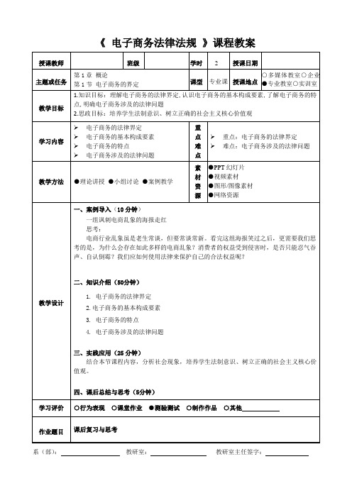 电子商务法律法规  电子教案