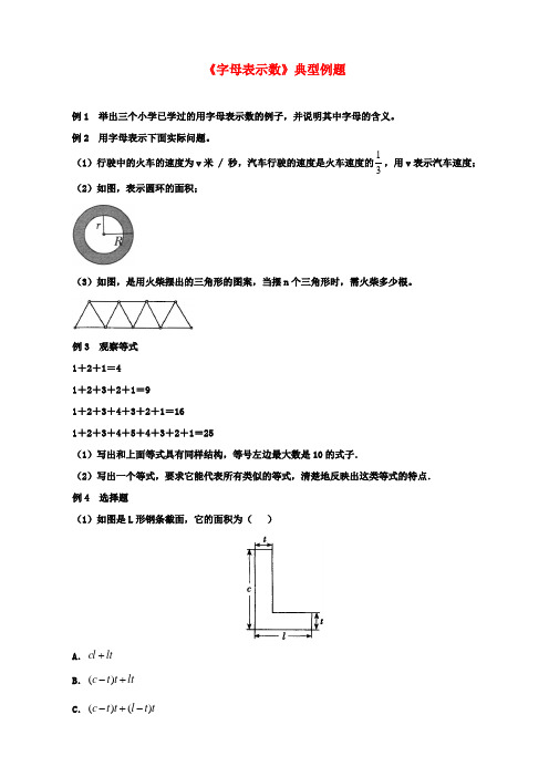 七年级数学上册第三章整式及其加减1字母表示数典型例题素材1北师大版