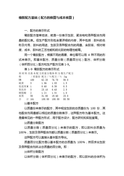 橡胶配方基础（配方的换算与成本核算）