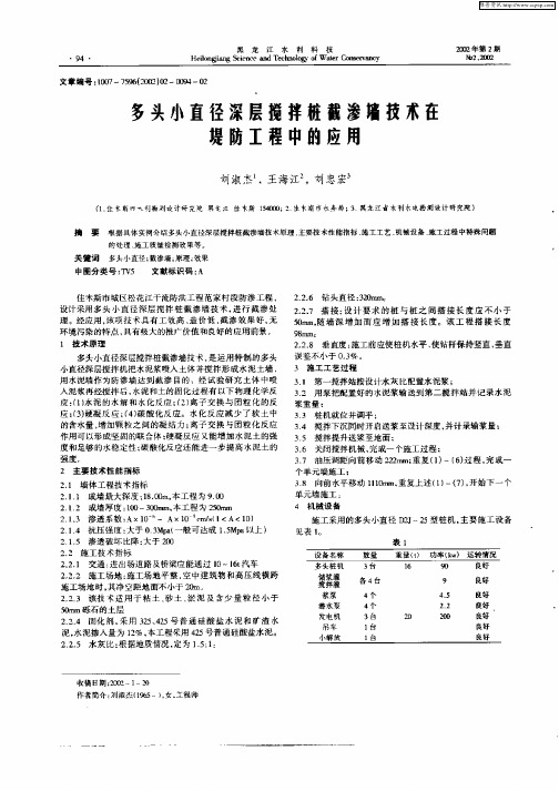 多头小直径深层搅拌桩截渗墙技术在堤防工程中的应用