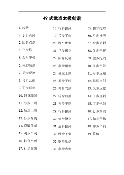 49式武当太极剑谱