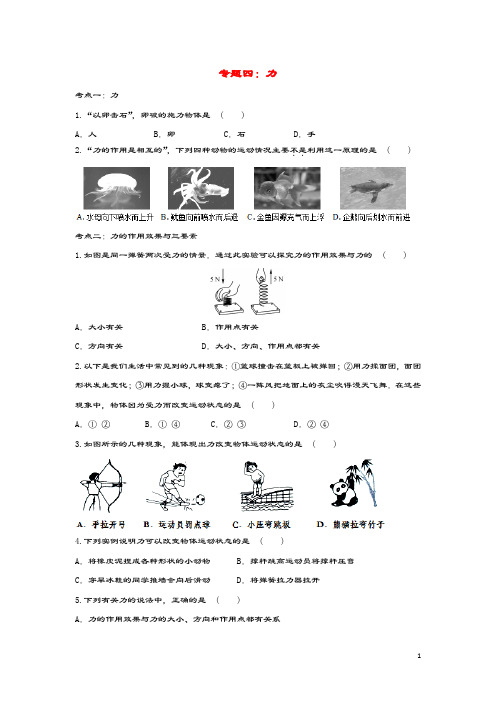 2020中考物理复习考点归类训练专题四力试题