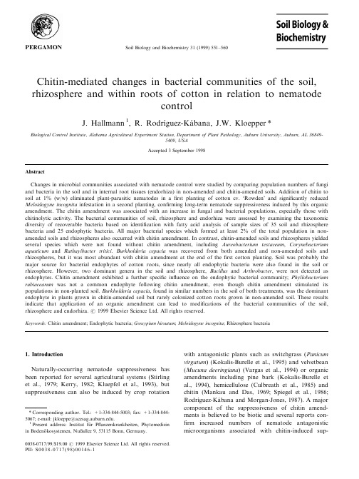 Chitin-mediated changes in bacterial communities of the soil,