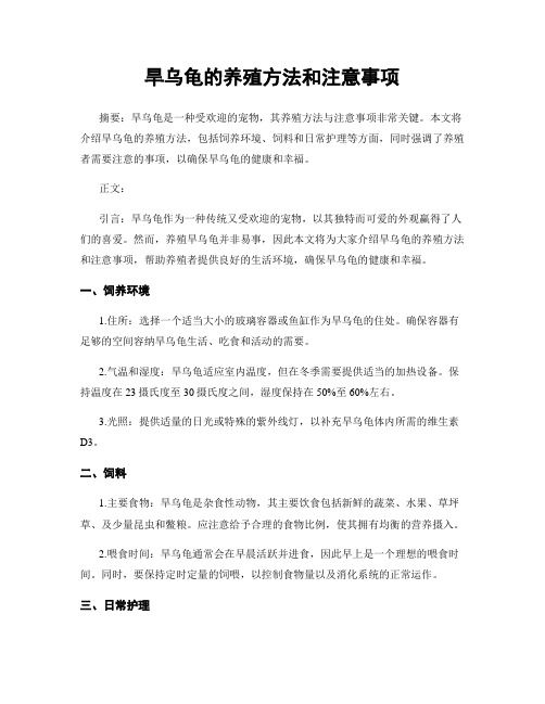 旱乌龟的养殖方法和注意事项