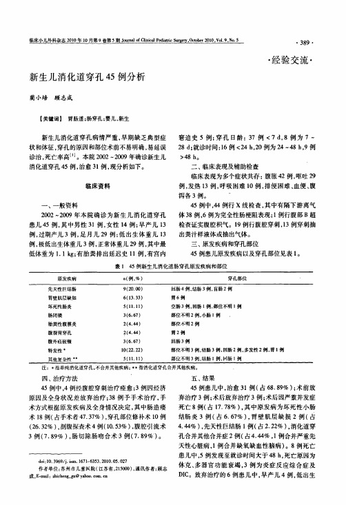 新生儿消化道穿孔45例分析