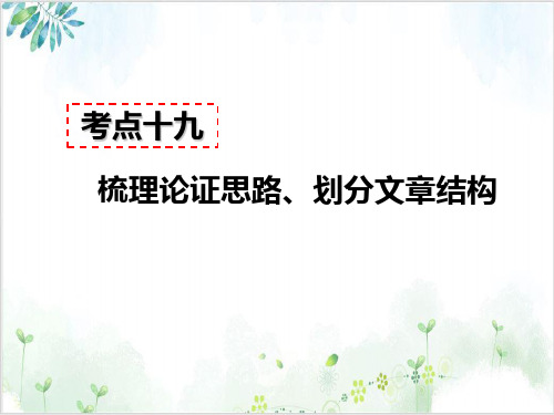 新部编版九年级语文上册现代文阅读教学课件  考点十九 梳理论证思路划分文章结构 答题模板及模板示例-