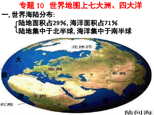 世界地图上七大洲四大洋(课堂PPT)