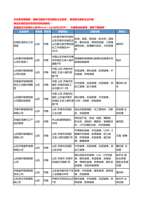 2020新版山东省济南夹层玻璃工商企业公司名录名单黄页大全19家