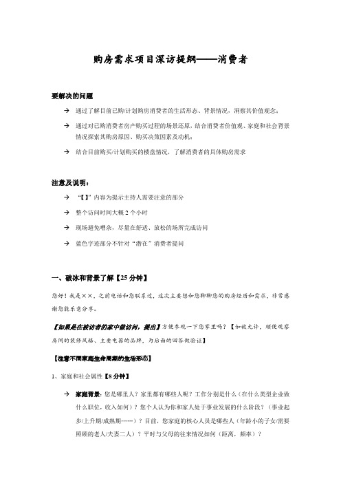 购房需求项目深访提纲——消费者